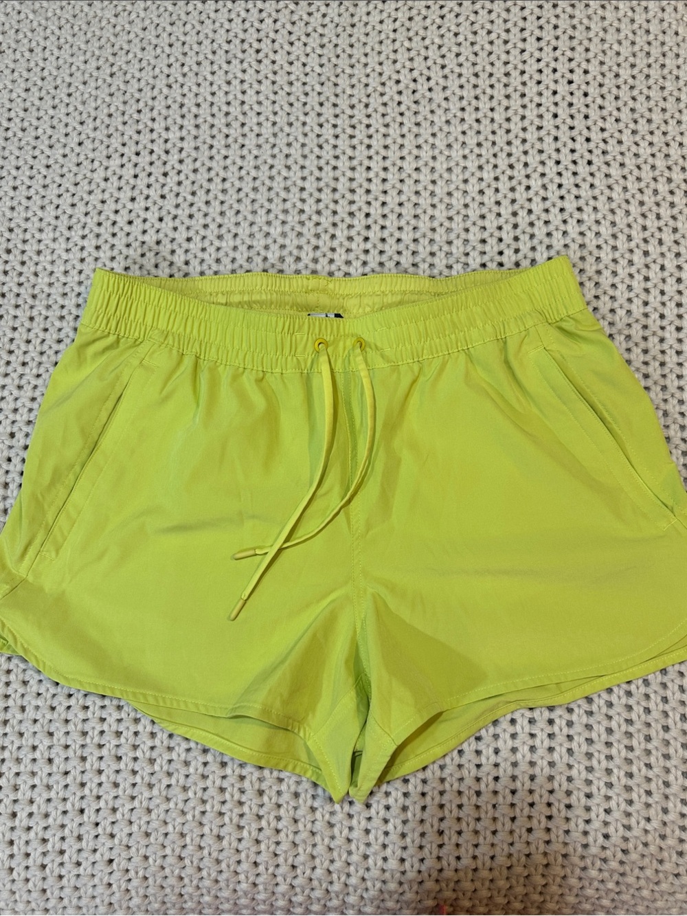 Lands' End Women's Neon Yellow Athletic Drawstring Shorts